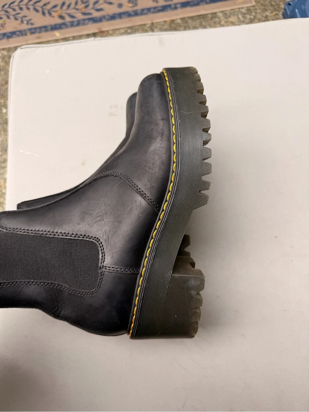 Dr. Martens Black Chelsea Lug Boots with Yellow Stitching (read description!)